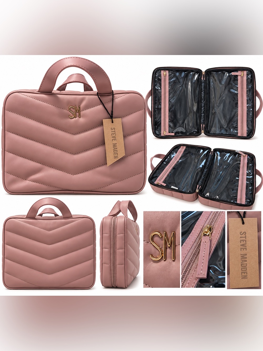 NWT ✨ Steve Madden Dusty Mauve Quilted Travel Organizer ✨